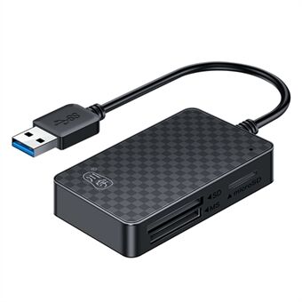 KAWAU C366 USB3.0 -kortinlukija Monipuolinen CF / TF / SD / MS -kortinlukija 15 cm kaapelilla (yksittäinen aseman kirjainnäyttö)