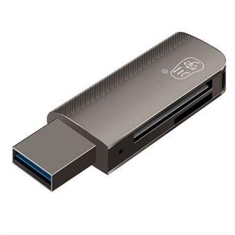 KAWAU C370 USB3.0 SD+TF 2-in-1 -kortinlukija kannettava pieni metallinen kortinlukija, jossa on yksi asema-kirjain.