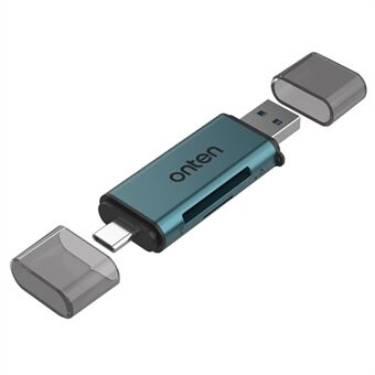 ONTEN CR532 2-in-1 USB-A / USB-C SD2.0 / TF2.0 -kortinlukija. Alumiiniseosta, kaksoiskytkentä.