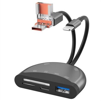 NK1052TL Pro 3-in-1 USB + Type-C + iP SD / TF-kortinlukija Tiedonsiirtoadapteri Puhelimille Tableteille Tietokoneille