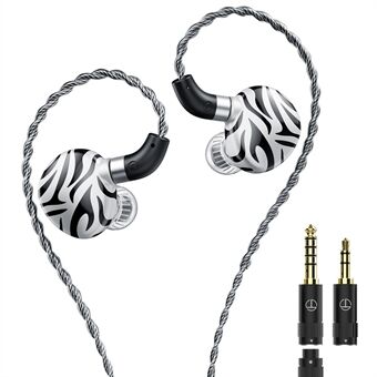 TRN White Tiger 3.5+4.4mm Langalliset In-Ear Kuulokkeet 6mm Planarikalvo HiFi Kuulokkeet (Ilman Mikrofonia) - Musta+Valkoinen