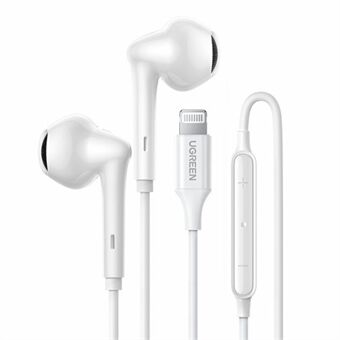 UGREEN 80649 HiTune Lightning Earbuds Langalliset kuulokemikrofonit, mikrofonilla ja äänenvoimakkuuden säätimellä yhteensopivat iPhone 13 Pro Max 12/11 / SE / XR / XS / X / iPod / iPad Air Mini (MFi-sertifioitu) kanssa