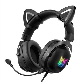 ONIKUMA X11 -pelikuulokkeet, joissa irrotettava Cat Ear RGB -kohinanvaimennus korvakuulokkeella