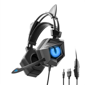 SY-G15 Ears Design langallisesti ohjattava pelikuuloke 3D Surround Sound Game Headset HD-mikrofonilla ja hengitysvalolla