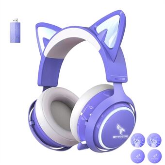 SOMIC GS510 2.4G Langaton Over-Ear E-urheilukuulokkeet Söpö Cat Ear RGB LED Light Music Gaming Live Headset