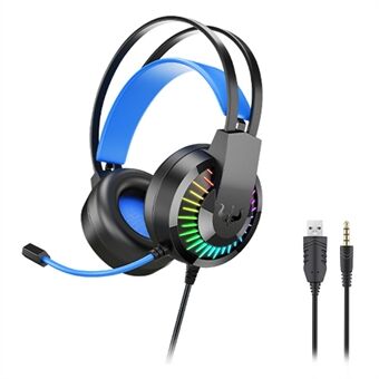 OVLENG GT68 RGB langallinen pelikuuloke Over-Ear E-urheilukuulokkeet USB+3,5 mm säädettävä kuuloke mikrofonilla