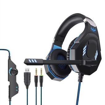 OVLENG GT92 USB+2*3.5mm langallinen Over-Ear E-urheilukuulokkeet Ergonominen tietokonepelikuuloke LED-valolla