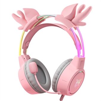 ONIKUMA X15 Pro langalliset pelikuulokkeet RGB Light Antlers Design Stereo Surround -kuulokkeet PC-pelaajille