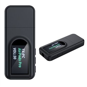 T1 Bluetooth 5.0 -vastaanotinlähetin näytöllä Mini USB 3,5 mm:n langaton audiosovitin televisioon PC-autokuulokkeisiin