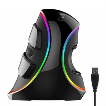 DELUX M618 Plus Ergonomisesti muotoiltu pysty USB-hiiri, 6 painiketta, 4000 DPI optinen hiiri RGB-valolla tietokoneelle ja kannettavalle tietokoneelle