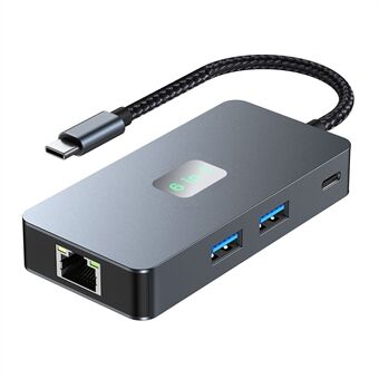 2308 6-in-1 USB Hub Type-C to RJ45 Gigabit + USB3.2x3 + 4K 60Hz HD + PD 100W Type-C Sovitin