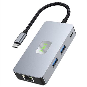 2402 Multi-Port Type-C Hub -adapteri 2xUSB 3.2+HD+2xKortinlukija+PD 100W+RJ45 2,5 Gbps Ethernet