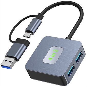 2320 USB+Type-C laajennuskeskus 4 x USB 3.2 naarasporttiin 10 Gbps tiedonsiirtoadapteri