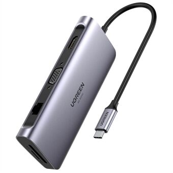 UGREEN 9 in 1 USB C HUB Type C monipuolinen USB 3.0 100W PD HDMI 4K VGA TF/SD RJ45 Ethernet-sovitin telakointiasema