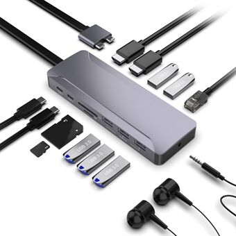 ROCKETEK HC481 Kaksois-Type-C HDMI-sovitin USB3.0 Hub Dock Splitter MacBook Pro:lle