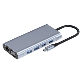 11 in 1 USB-C-keskitin Kannettava moniporttinen sovitintelakointiasema, jossa on 4 USB-porttia MacBook Pro/Air-/XPS-/Type-C-laitteille