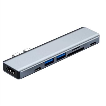 YG-2101 7 in 1 USB-keskitin, jossa 4K HDMI USB 3.0 PD -pikalataus SD TF -kortinlukija moniporttinen telakointiasemasovitin MacBook Pro/Airille