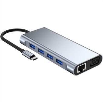 YG-2110 11 in 1 Type C - HDMI VGA RJ45 AUX -sovitin SD TF -kortinlukija USB 3.0 -keskitin