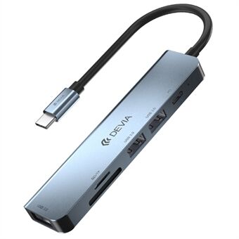 DEVIA EC135 Leopard sarjan 5-in-1 Type-C -sovitin USB-C 3.1:een PD+USB3.0*3+SD / TF -telakointiasema (päivitetty)