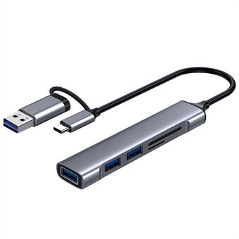 USB+Type-C -liitinnavakki 2xUSB 2.0+USB 3.0+2 kortinlukijapaikalla