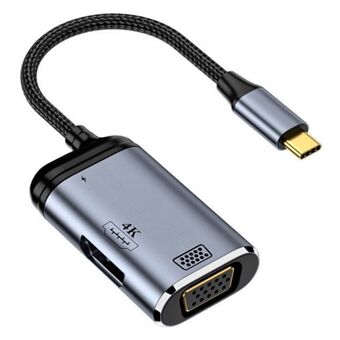 USB-C Hubi Moniportti-sovitin Tyypin-C VGA+HD+PD 100W-sovitin ääni- ja videolähetyksellä