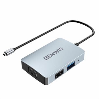 BENWIS MP-HUB-1 5 in 1 USB-C Hub Telakointiasema tukee PD 100 W nopeaa latausta