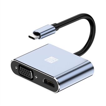 JUNSUNMAY JSM-HUB011 USB-C-keskittimen laajennussovitin 4K HD -videolähtöön + 87 W PD-portti + VGA kannettavalle tietokoneelle