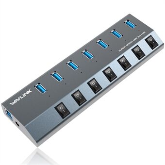 WAVLINK UH3076 5Gbps Nopea 7-porttinen USB 3.0 -keskitin, jossa on itsenäinen kytkin ja LED-merkkivalo