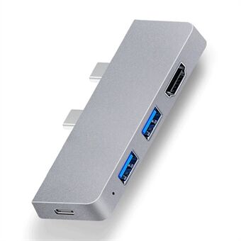 SFW08 Type-C -telakointiasema 6-in-1 Dual Type-C -keskittimen sovitin USB-C - USB3.0 / 2.0 + HD + Type-C naaras + SD / TF-korttiportit Tuki Surface Pro8