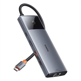 BASEUS Metal Gleam Series II 10-in-1 Type-C HUB-sovitin moniliitäntäinen USB-C telakka-asema USB / HD / RJ45 / SD / TF -liitännöille