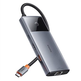 BASEUS Metal Gleam -sarjan II 6-in-1 USB-C HUB-sovitin, moniliitäntäinen kannettava Type-C telakointiasema, tummanharmaa