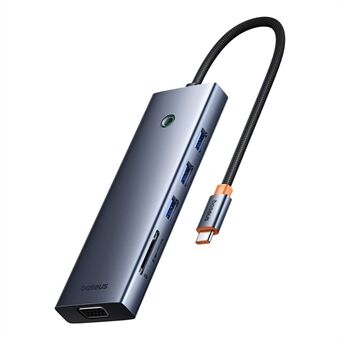 BASEUS UItraJoy Series 10-porttinen HUB-sovitin USB-C-telakointiasema Tyypin C liitäntä HD / VGA / USB3.0 / PD / RJ45 / SD / TF / 3,5 mm, Tummanharmaa