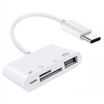 UC-155-SD004 4-in-1 USB 2.0 Type C - SD+TF+USB-A -liitäntäkortinlukija PD 27W -sovitin kannettavaan tietokoneeseen, tablettiin ja puhelimeen