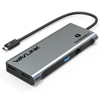 WAVLINK WL-UTD05 4-in-1 Telakointiasema Tyyppi-C 2 DisplayPort / USB3.0 / RJ45, Thunderbolt 3 USB-C DP-sovitin tuki kahden 4K / 60Hz näytön kanssa.