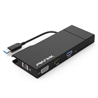 WAVLINK WL-UG39DH2 Dual 2K HD Mini -telakointiasema USB3.0:lle HD / VGA / Gigabit Ethernet -jakaja-adapterilla, jossa on yhdistelmäkortinlukija