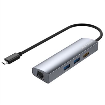 WAVLINK WL-UHP3408 4-in-1 Type-C:stä HD+2xUSB3.0+Gigabit RJ45 Telakointiasema USB-keskittimen sovitin