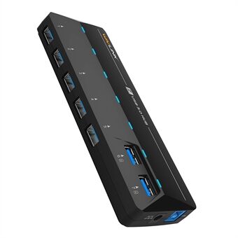 WAVLINK WL-UH3073D SuperSpeed USB3.0 Hub-adapteri 7-porttinen telakointiasema yksittäisillä virtapainikkeilla