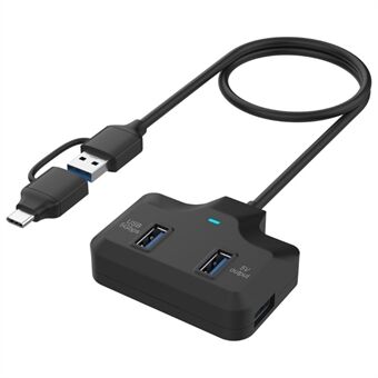 ONTEN OTN-UCA2310 USB3.0+USB2.0 4-porttinen Type-C Hub, jossa 0,5 metrin kaapeli