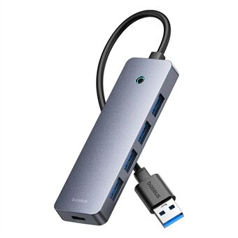 BASEUS UltraJoy -sarjan BS-OH080 15cm 4-porttinen USB3.0 HUB Lite -kannettava telakointiasema, jossa on Type-C 5V, tummanharmaa