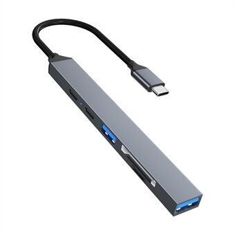 ADS-807 Multi-Port Hub Type-C -sovitin PD 100 W lataukseen USB-tietojenluku korttipaikoilla.