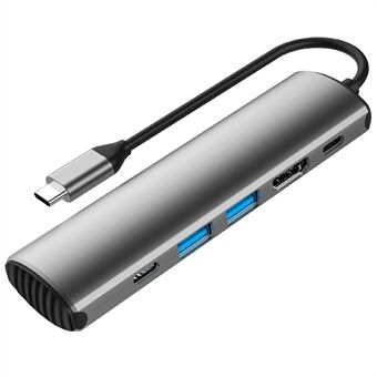 FX-2310A 5-in-1 USB-keskitinadapteri Type-C USB-C PD 140W + 4K HD + USB3.0 + USB2.0 + USB-C3.0 telakointiasema