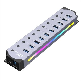 YX-H3010 10 portin USB 3.0 Hub-sovitin erillisillä kytkimillä 5Gbps tiedonsiirtoa varten PC / Smart TV:lle