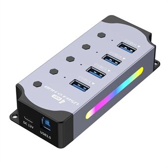 YX-H304 4 Portin USB 3.0 -jakaja itsenäisillä kytkimillä ja valolla PC:lle / älytelevisiolle