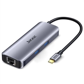 JASOZ H110 USB C -keskitin Tyyppi C - RJ45 Ethernet + PD 100 W latausportti + 2xUSB 3.0 -porttia + HD-video 4K-resoluutioportti Tietokoneen kannettavan tietokoneen sovitin