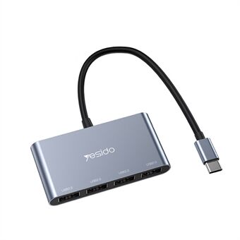 YESIDO HB13 0,15 m USB C -keskitin, alumiininen Type C -sovitin 4 USB 2.0 -portilla MacBook Pro ja muille laitteille