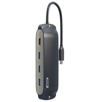 BS8H Type-C -keskitinmuunnin PD+USB 3.0+2xUSB 2.0+HD-videolähtöportille + 2 kortinlukijapaikkaa + RJ45