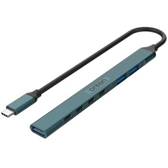 ONTEN UC972C 7-in-1 alumiiniseos Type-C Hub USB 3.0 / 2.0 + Type-C moniliitäntä telakointiasema - männyinvihreä