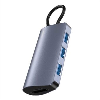 2395-05 5-in-1 USB-C Hubi Alumiiniseos Telakointiasema 3 USB 3.0 + SD / TF Kortinlukijalla