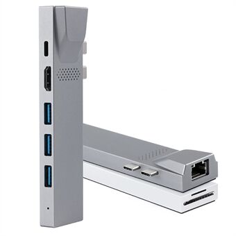 YSTC0168 8 in 1 Kannettava USB C -keskitin Nopea datasynkronointisovitin Monitoiminen muunnin USB-C:stä Thunderbolt 3:lle/Gigabitille/HDMI/USB 3.0:lle
