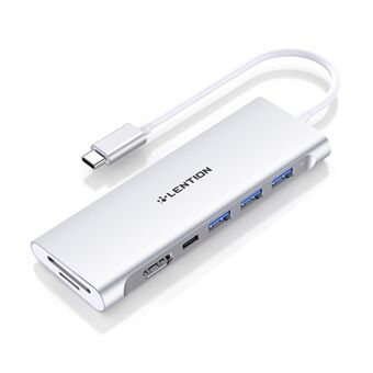 LENTION C36bHCR Type-C -keskitinmuunnin USB 3.0 -porttiin HD-videolähtöportti Kortinlukijapaikat PD3.0 100 W lataus